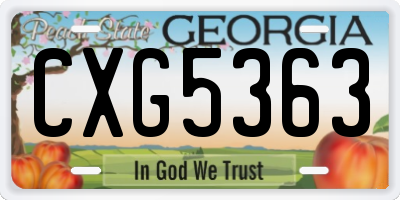 GA license plate CXG5363