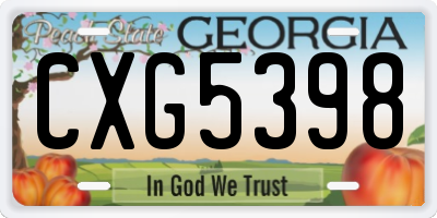 GA license plate CXG5398