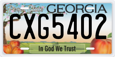 GA license plate CXG5402