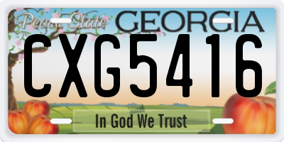 GA license plate CXG5416