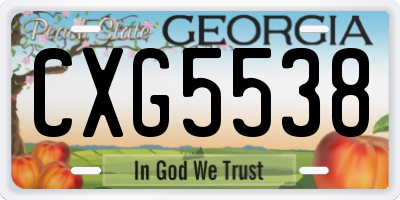 GA license plate CXG5538