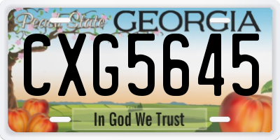 GA license plate CXG5645