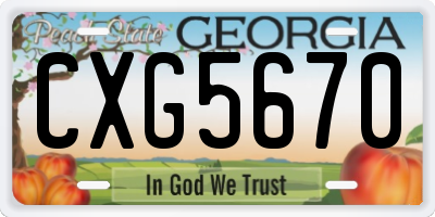 GA license plate CXG5670