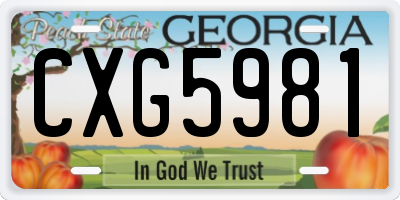GA license plate CXG5981