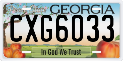 GA license plate CXG6033