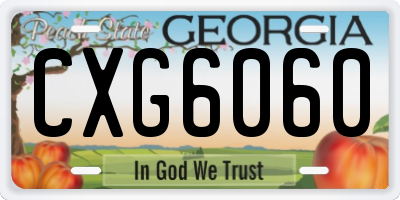 GA license plate CXG6060