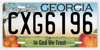 GA license plate CXG6196