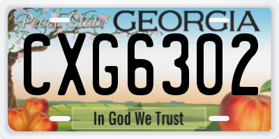 GA license plate CXG6302