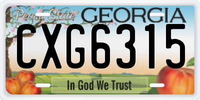 GA license plate CXG6315