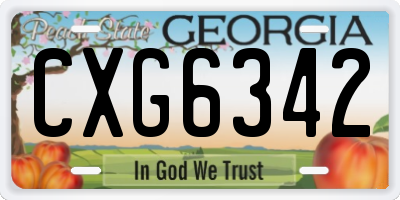 GA license plate CXG6342