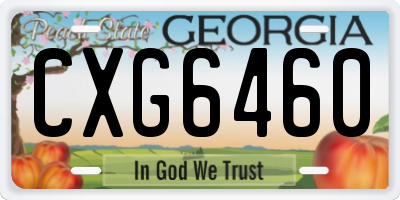 GA license plate CXG6460