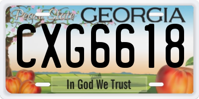 GA license plate CXG6618