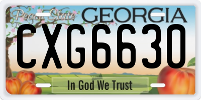 GA license plate CXG6630