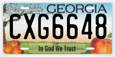GA license plate CXG6648