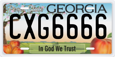 GA license plate CXG6666