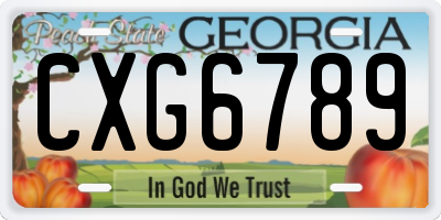 GA license plate CXG6789