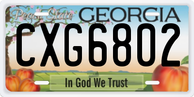 GA license plate CXG6802