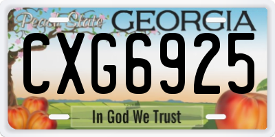 GA license plate CXG6925
