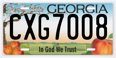 GA license plate CXG7008