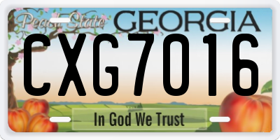 GA license plate CXG7016
