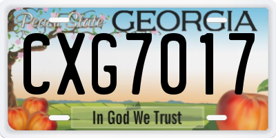 GA license plate CXG7017