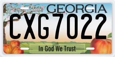 GA license plate CXG7022
