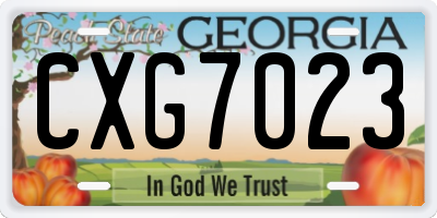 GA license plate CXG7023