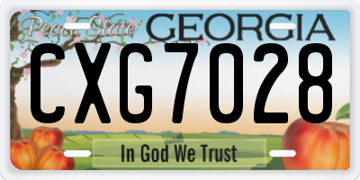 GA license plate CXG7028