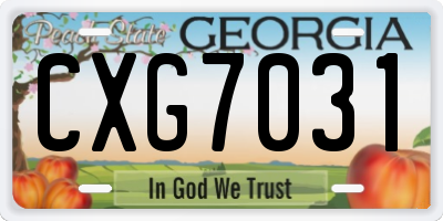 GA license plate CXG7031