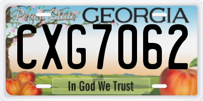 GA license plate CXG7062