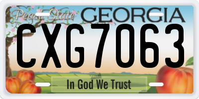 GA license plate CXG7063