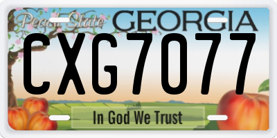 GA license plate CXG7077