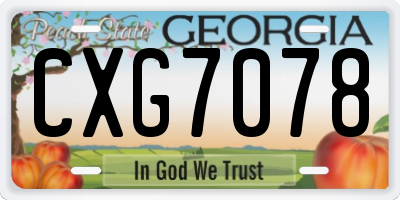 GA license plate CXG7078