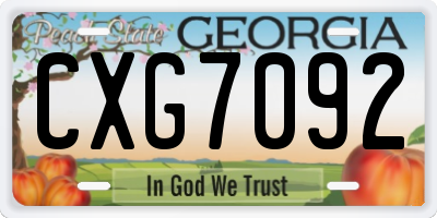 GA license plate CXG7092