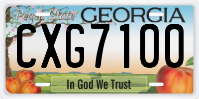 GA license plate CXG7100