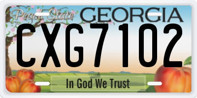 GA license plate CXG7102