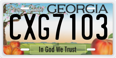 GA license plate CXG7103