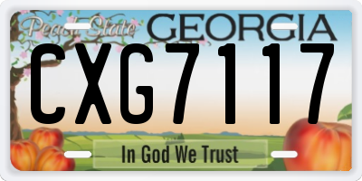 GA license plate CXG7117