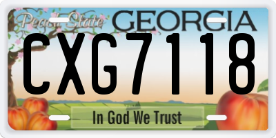 GA license plate CXG7118