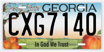 GA license plate CXG7140