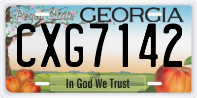GA license plate CXG7142