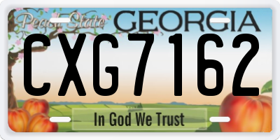 GA license plate CXG7162