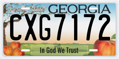 GA license plate CXG7172
