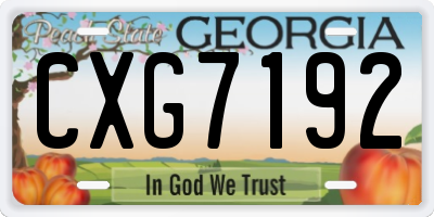 GA license plate CXG7192