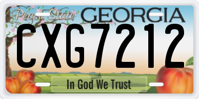 GA license plate CXG7212