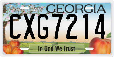 GA license plate CXG7214