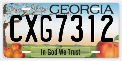 GA license plate CXG7312