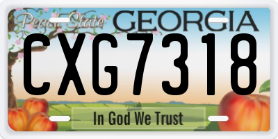 GA license plate CXG7318