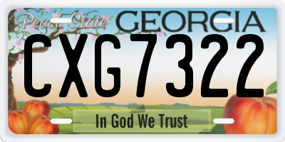 GA license plate CXG7322
