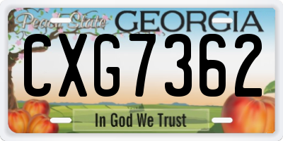 GA license plate CXG7362
